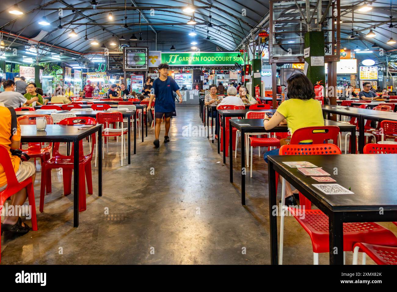 JJ Garden Food Court a Tanjung Bungah, Penang, Malesia Foto Stock