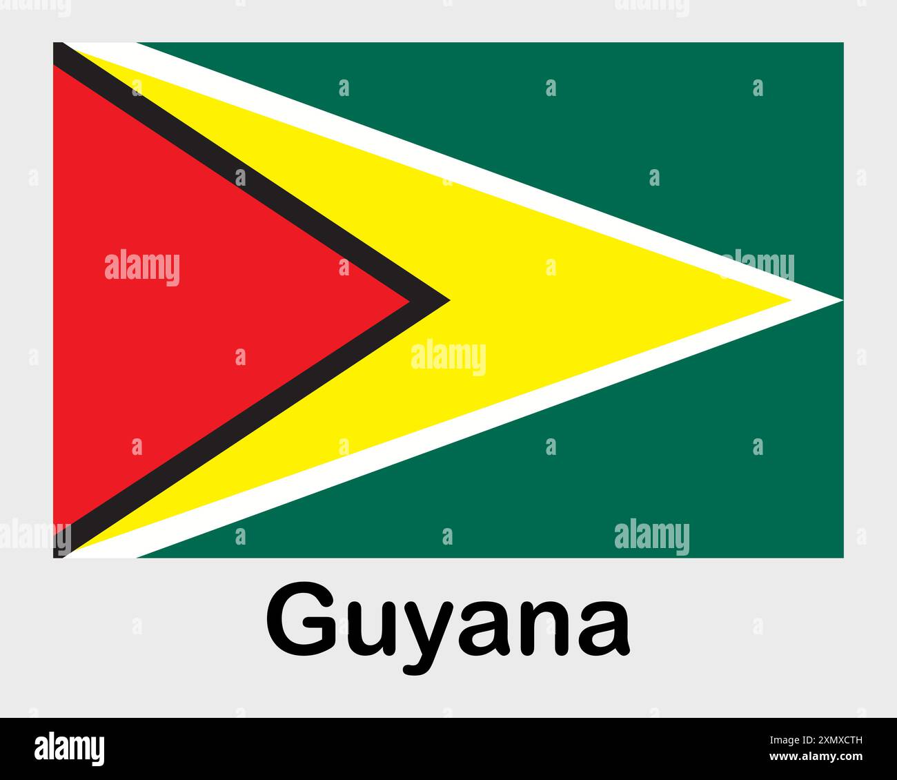 Bandiera della Guyana. Banner, asta del simbolo di stato Illustrazione Vettoriale