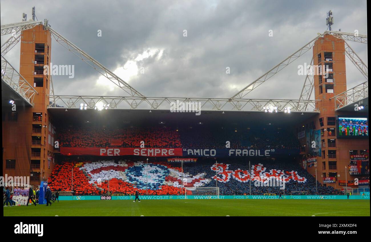 GENOVA, ITALIA, 13 GENNAIO 2024 - veduta dello stadio Luigi Ferraris dei tifosi del Genoa Cricket e Football Club prima di una partita in casa a Genova Italia. Foto Stock