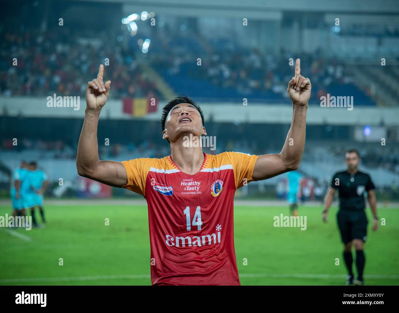 Kolkata, India. 30 luglio 2024. La squadra di calcio dell'Emami East Bengal vanta una comoda vittoria sulla squadra di calcio dell'Indian Air Force nella 133a IndianOil Durand Cup (incontro del gruppo A) con un margine di 3-1 allo stadio VYBK. David Lalhlansanga, Dimitrios Diamantakos e Saul Crespo hanno segnato per l'EastBengal, mentre Somananda Singh ha segnato per l'Airforce. (Foto di Amlan Biswas/Pacific Press/Sipa USA) credito: SIPA USA/Alamy Live News Foto Stock