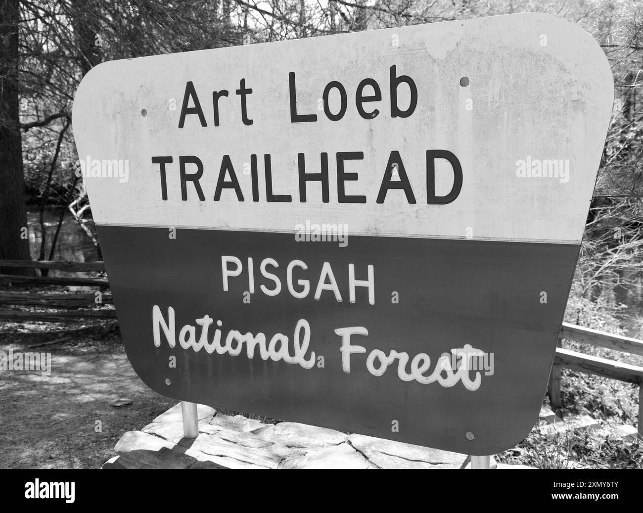 Cartello d'ingresso per Art Loeb Trailhead al Davidson River Campground vicino a Brevard e Hendersonville, Transylvania County, North Carolina. STATI UNITI Foto Stock