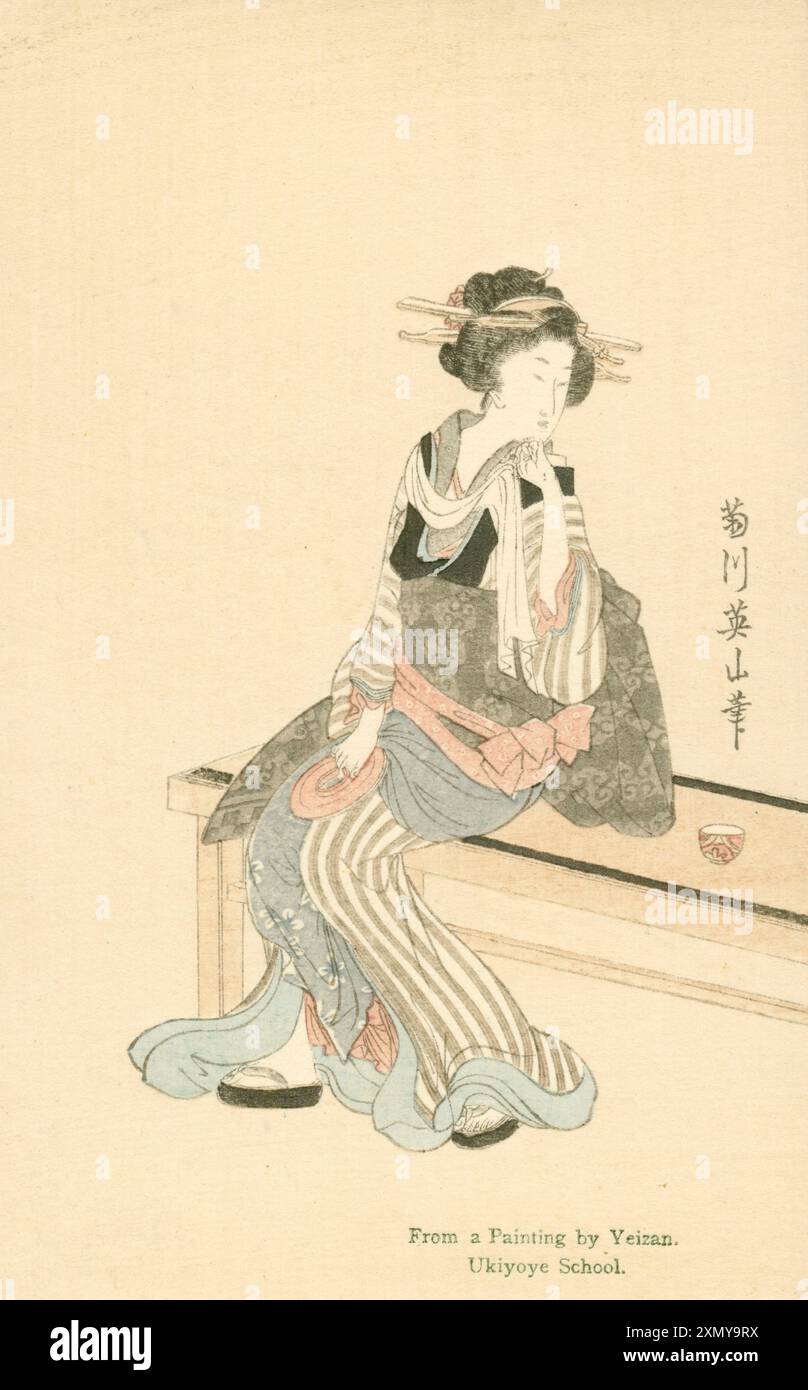 Donna giapponese di Kikukawa Eizan - Woodblock Foto Stock