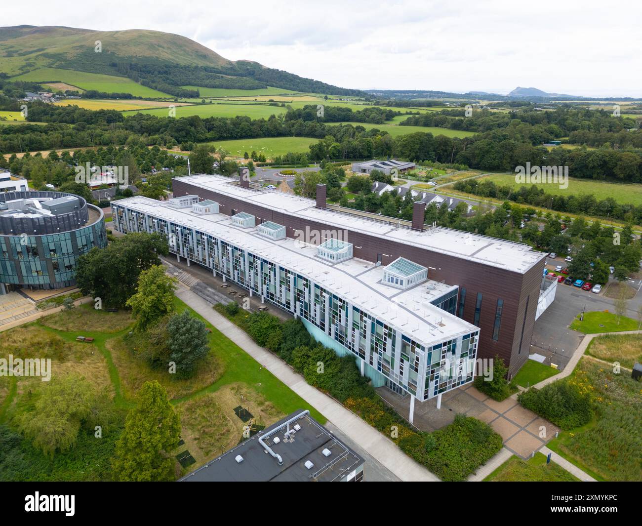 Veduta aerea del Roslin Institute presso il centro Technopole di Edimburgo nella Midlothian Science zone , Penicuik, Scozia , Regno Unito Foto Stock