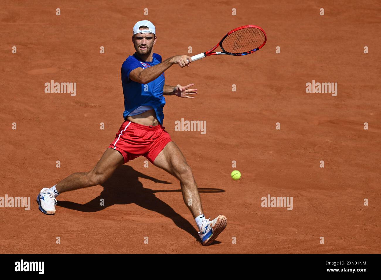 Parigi, Francia. 30 luglio 2024. Olympia, Paris 2024, Tennis, Singles, Men, secondo round, Zverev (Germania) - Machac (Repubblica Ceca), Tomas Machac in azione. Crediti: Sven Hoppe/dpa/Alamy Live News Foto Stock