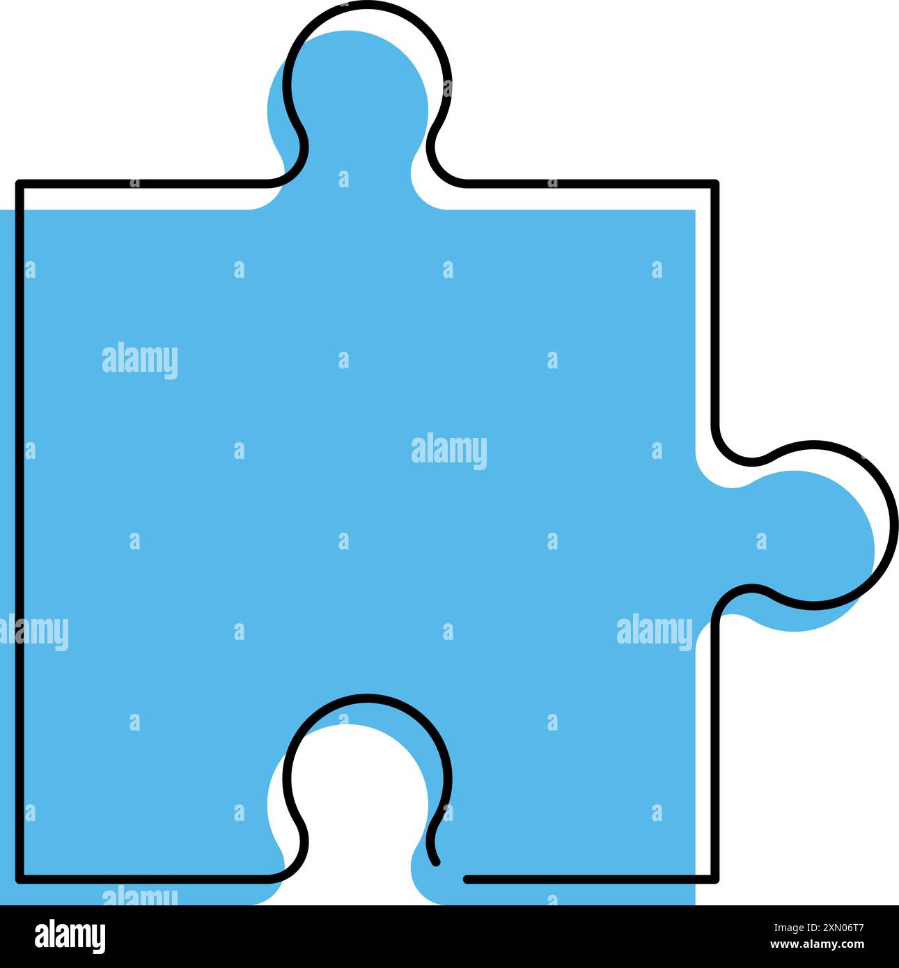Icona tessera del puzzle, parte blu del simbolo del contorno del puzzle. Illustrazione vettoriale con traccia modificabile Illustrazione Vettoriale