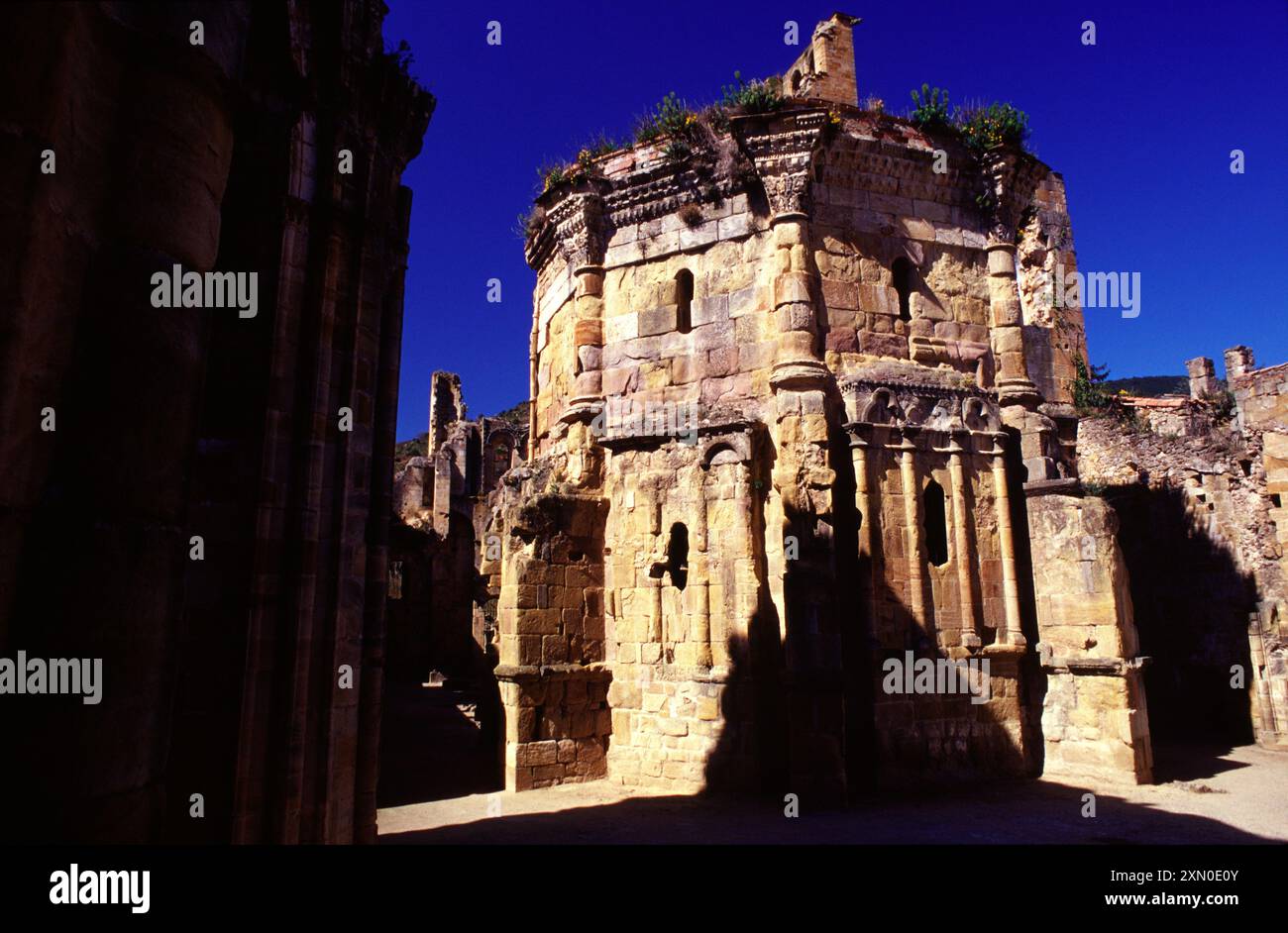 Abbazia benedettina di Notre Dame (XII secolo). costruito su un tempio visigoto del ix secolo). Questo abbaye funge da cattedrale dopo la crociata contro Th Foto Stock