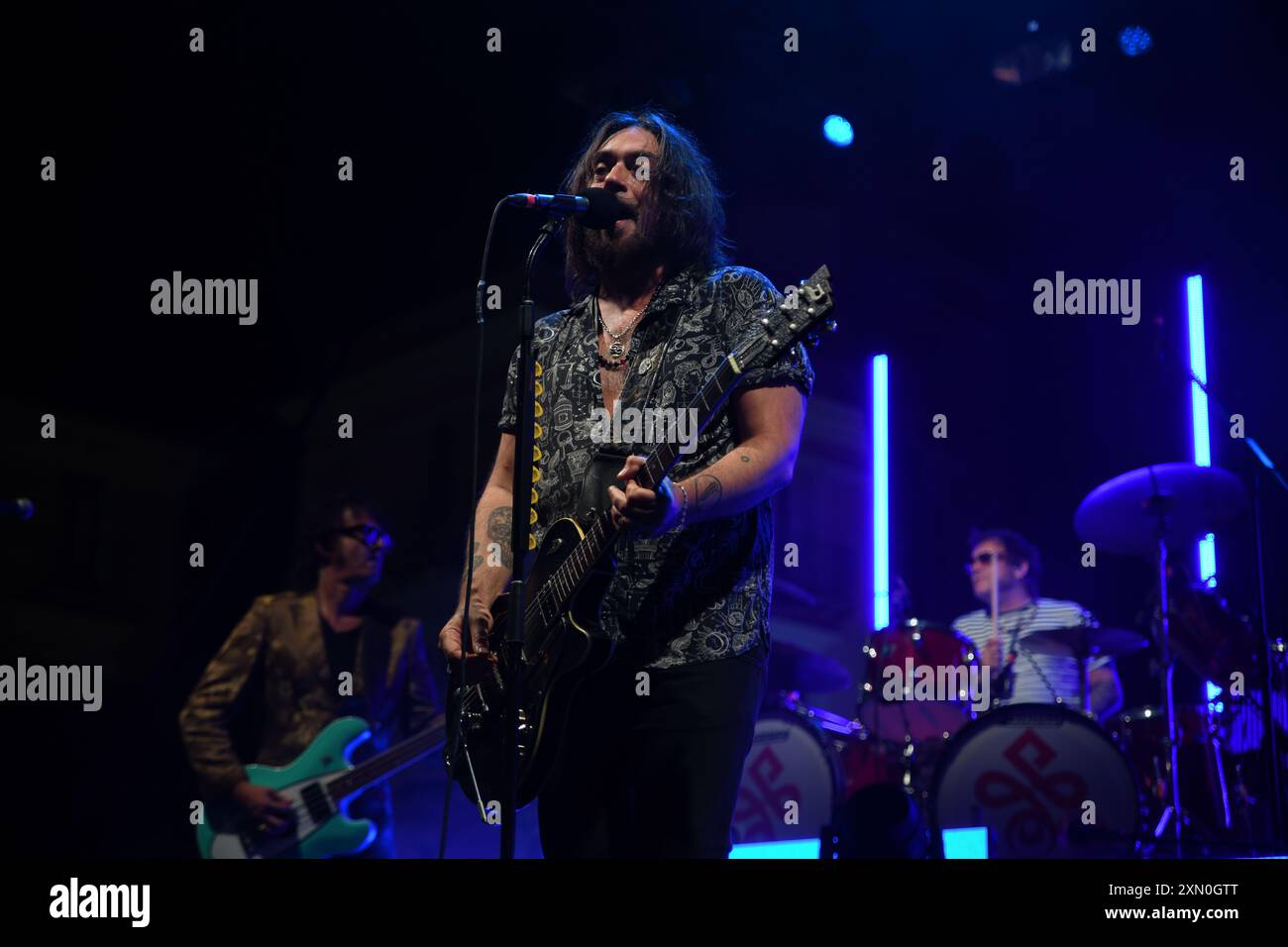 30 luglio 2024, Vallo della Lucania, Italia: Il gruppo rock e pop italiano le vibrazioni si esibisce dal vivo a Vallo della Lucania, Salerno, Italia per il loro ''Summer Tour 2024' (Credit Image: © Mariano Montella/Pacific Press via ZUMA Press Wire) SOLO PER USO EDITORIALE! Non per USO commerciale! Foto Stock