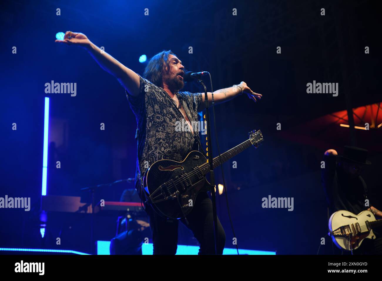 30 luglio 2024, Vallo della Lucania, Italia: Il gruppo rock e pop italiano le vibrazioni si esibisce dal vivo a Vallo della Lucania, Salerno, Italia per il loro ''Summer Tour 2024' (Credit Image: © Mariano Montella/Pacific Press via ZUMA Press Wire) SOLO PER USO EDITORIALE! Non per USO commerciale! Foto Stock
