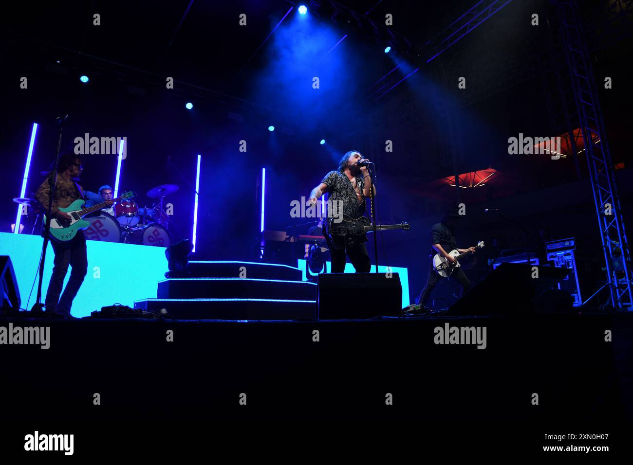 30 luglio 2024, Vallo della Lucania, Italia: Il gruppo rock e pop italiano le vibrazioni si esibisce dal vivo a Vallo della Lucania, Salerno, Italia per il loro ''Summer Tour 2024' (Credit Image: © Mariano Montella/Pacific Press via ZUMA Press Wire) SOLO PER USO EDITORIALE! Non per USO commerciale! Foto Stock