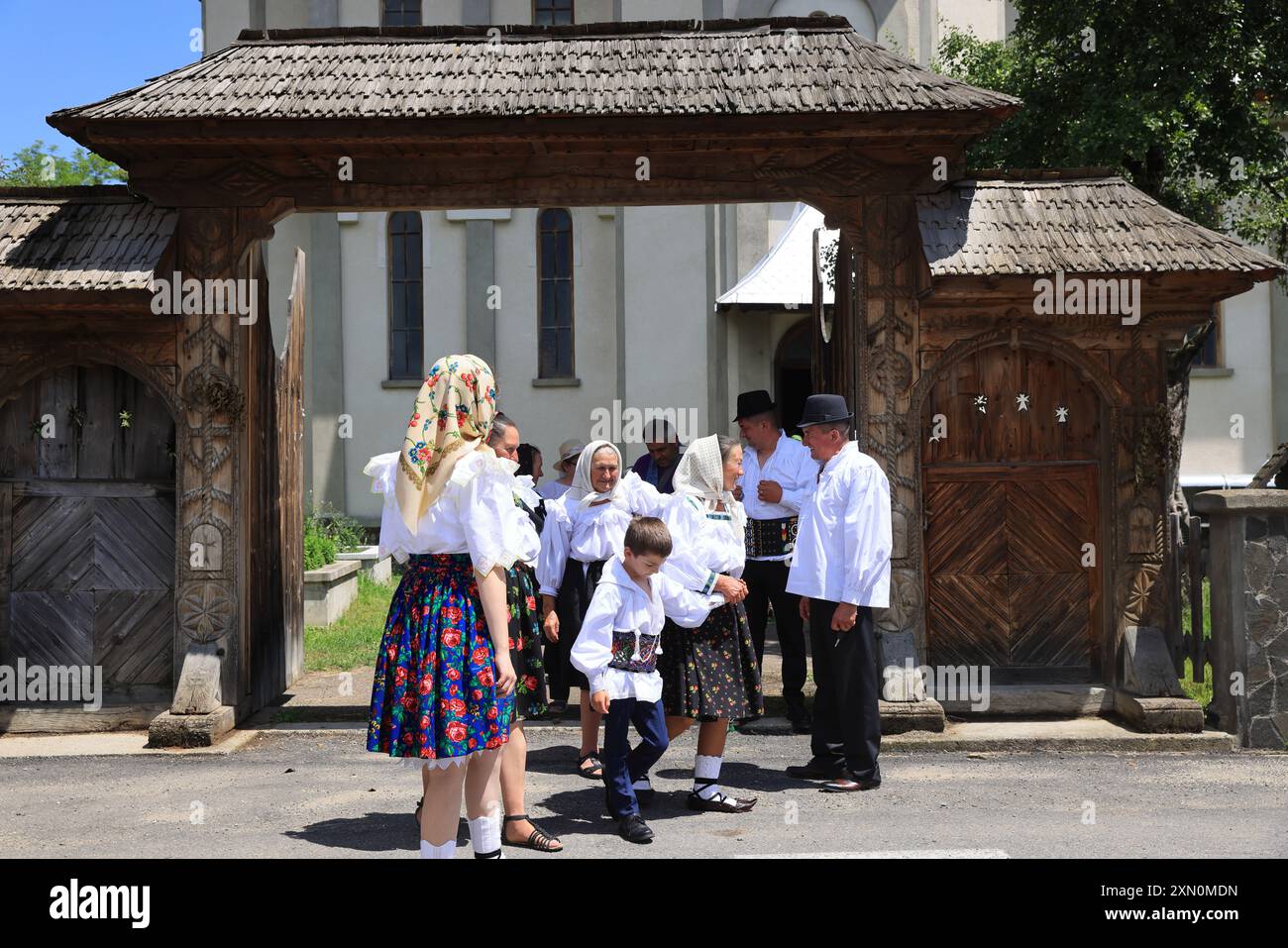 Villaggio di Breb nel cuore delle Maramures rurali, a 500 m sui monti Carpazi, dove l'autentica e affascinante semplicità della vita rurale rumena Foto Stock