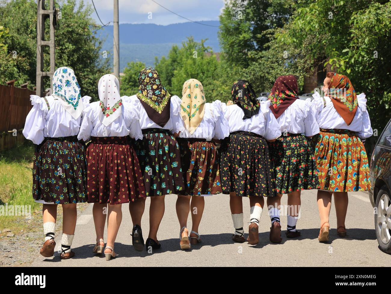 Villaggio di Breb nel cuore delle Maramures rurali, a 500 m sui monti Carpazi, dove l'autentica e affascinante semplicità della vita rurale rumena Foto Stock