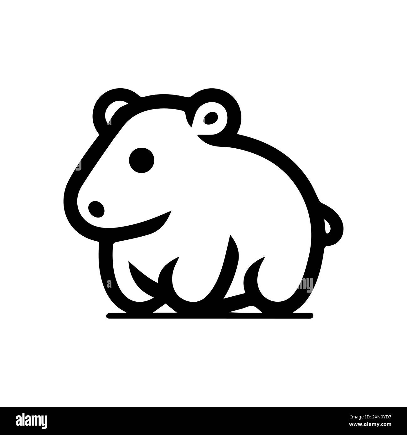 Icona Tapir o simbolo di linea moderna. Grafica a linee vettoriali e design a icone con un contorno audace. Bianco e nero simbolo minimalista Pixel Perfect bianco isolato Illustrazione Vettoriale