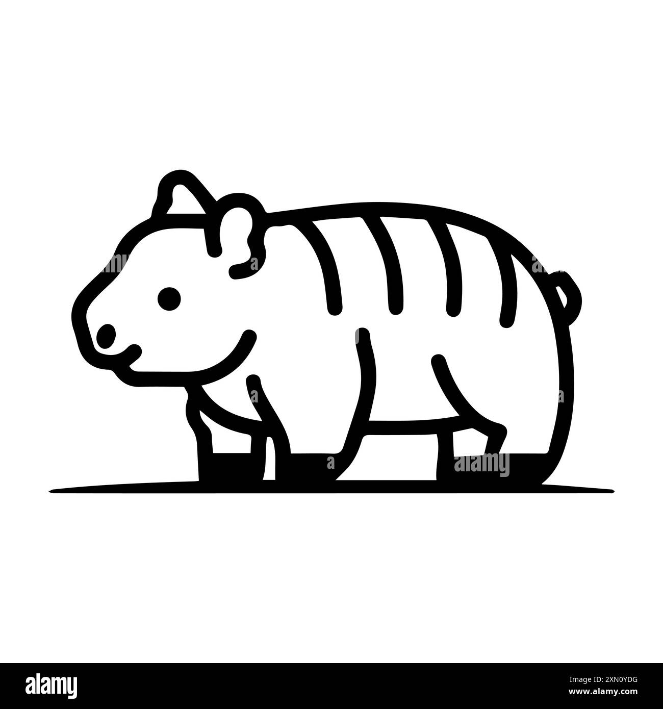 Icona Tapir o simbolo di linea moderna. Grafica a linee vettoriali e design a icone con un contorno audace. Bianco e nero simbolo minimalista Pixel Perfect bianco isolato Illustrazione Vettoriale