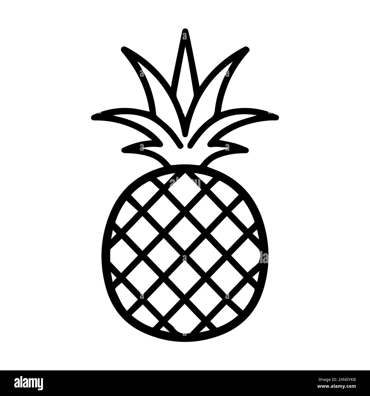 Icona ananas o simbolo di linea moderna. Grafica a linee vettoriali e design a icone con un contorno audace. Bianco e nero simbolo minimalista Pixel Perfect isolato wh Illustrazione Vettoriale
