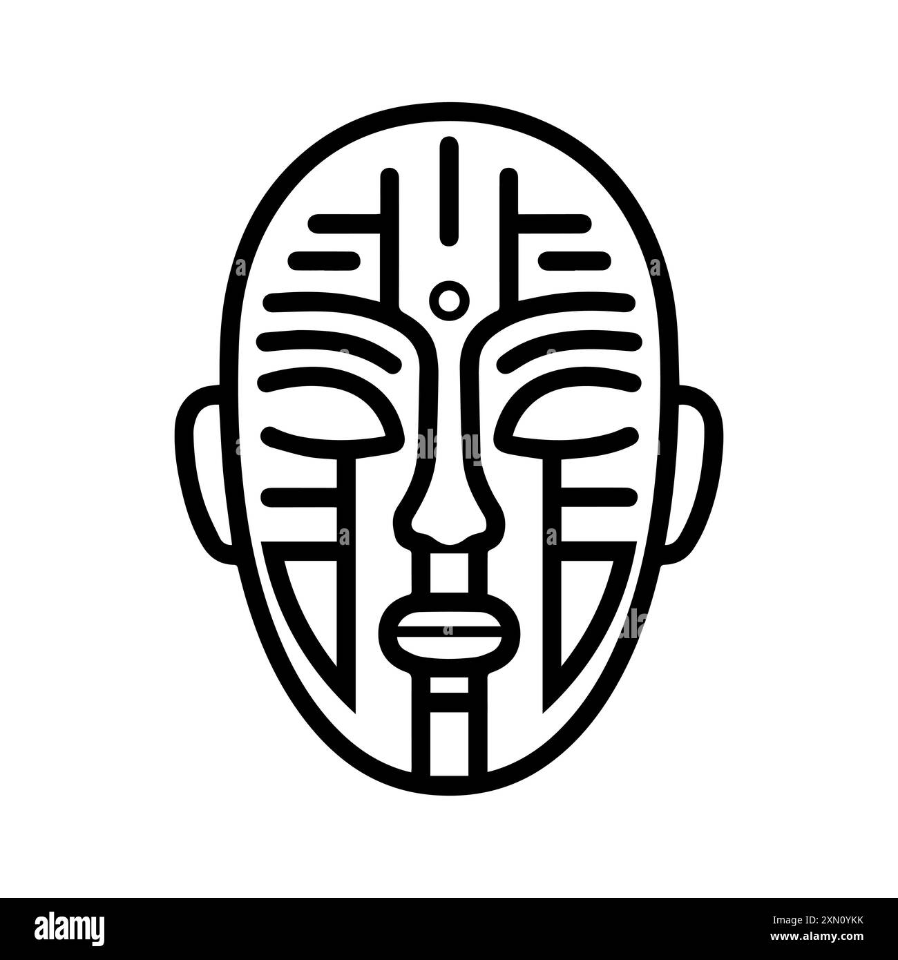 Icona della maschera o simbolo di linea moderna. Grafica a linee vettoriali e design a icone con un contorno audace. Bianco e nero simbolo minimalista Pixel Perfect bianco isolato b Illustrazione Vettoriale