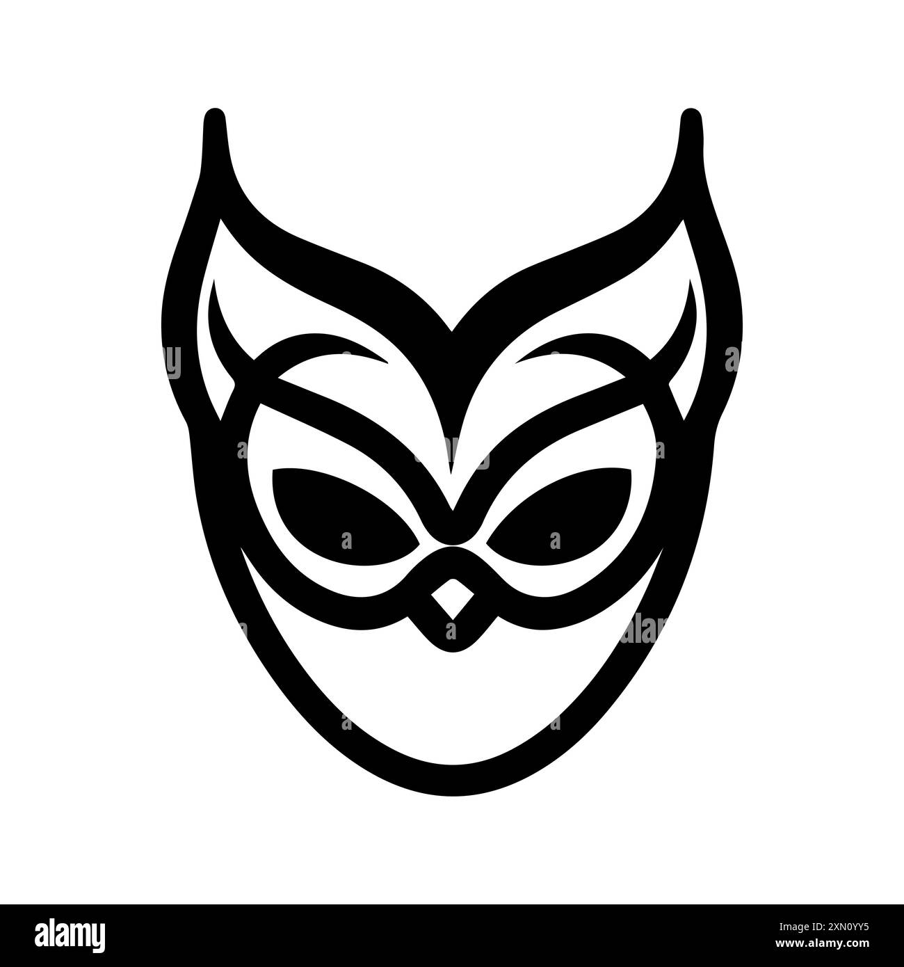 Icona della maschera o simbolo di linea moderna. Grafica a linee vettoriali e design a icone con un contorno audace. Bianco e nero simbolo minimalista Pixel Perfect bianco isolato b Illustrazione Vettoriale