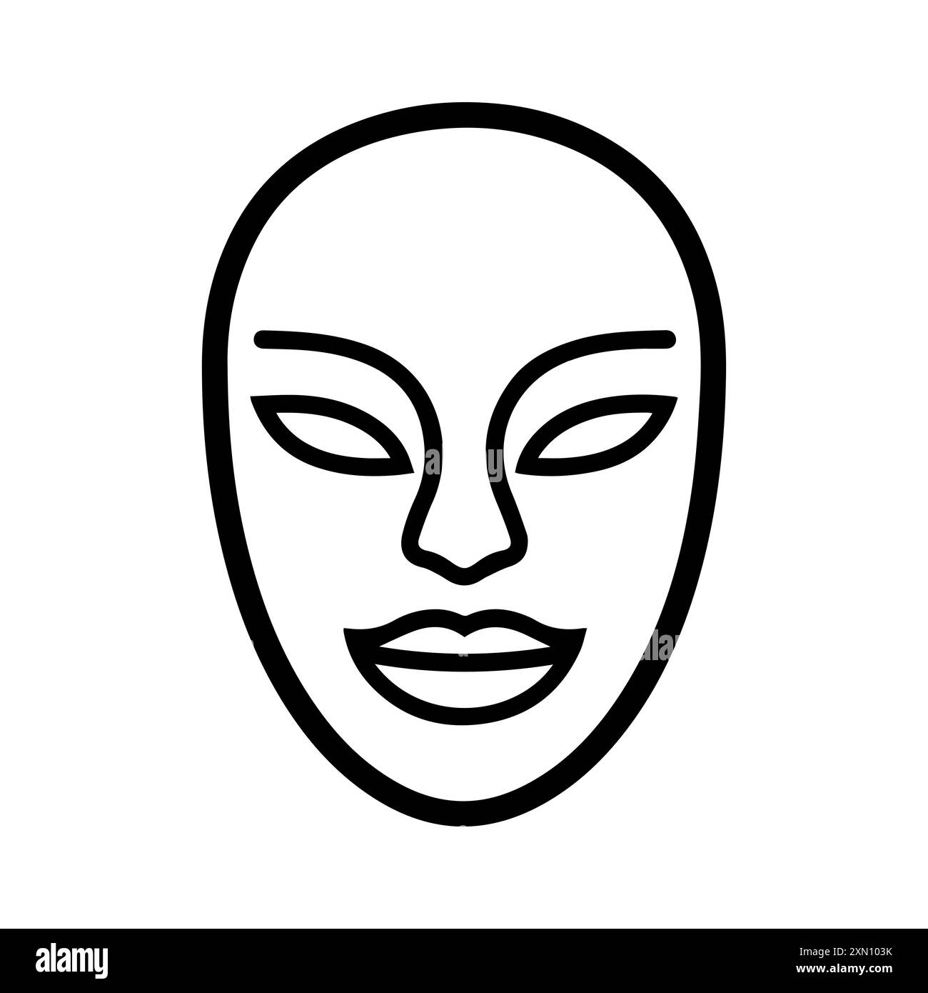 Icona della maschera o simbolo di linea moderna. Grafica a linee vettoriali e design a icone con un contorno audace. Bianco e nero simbolo minimalista Pixel Perfect bianco isolato b Illustrazione Vettoriale