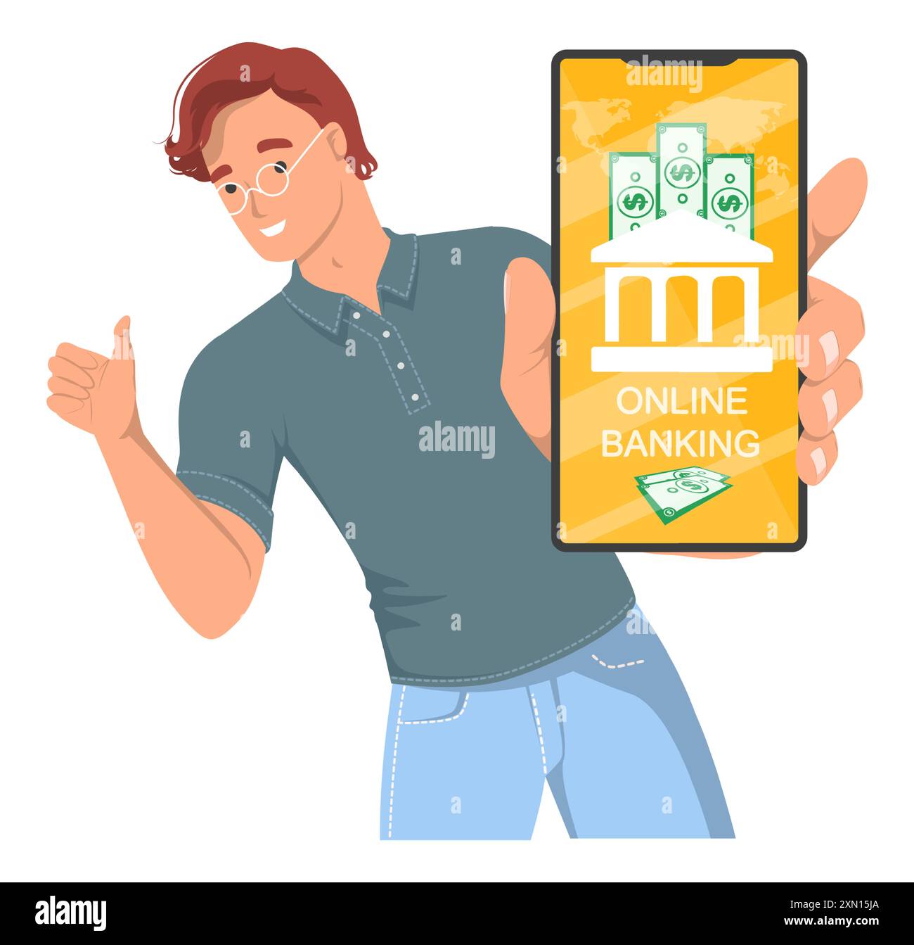 App mobile conto bancario per il pagamento e il trasferimento di denaro Illustrazione Vettoriale