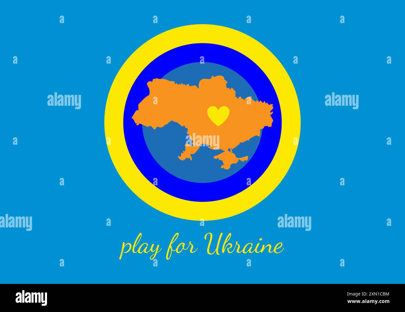 Illustrazione di cartone animato con il contorno del paese e la bandiera dell'Ucraina. Illustrazione associativa della pace, dell'amore e della prosperità del paese. Foto Stock