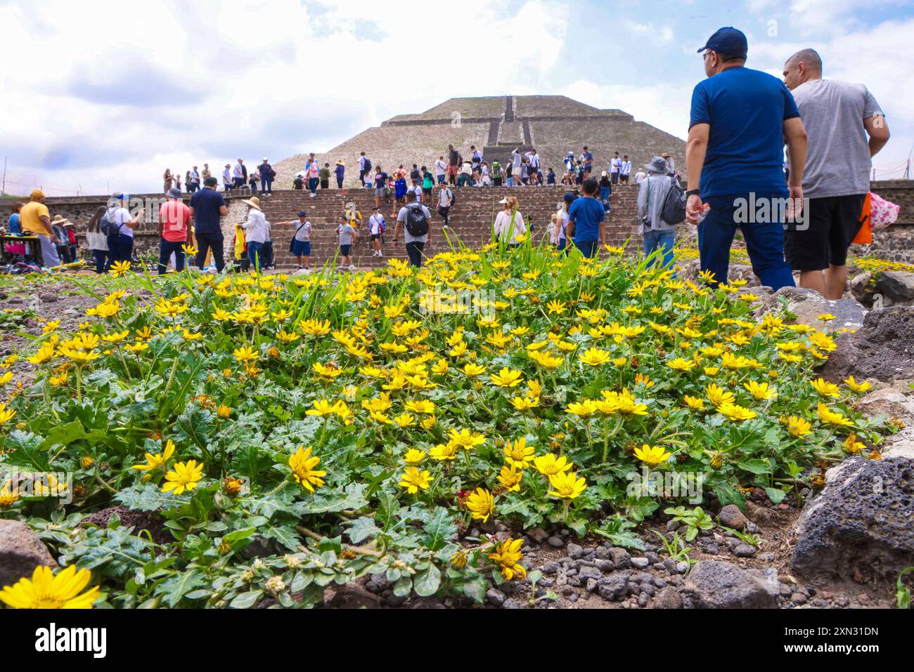 Teotihuacán, Messico - 30 agosto 2021: La Piramide del Sole a Teotihuacán, un'antica città del