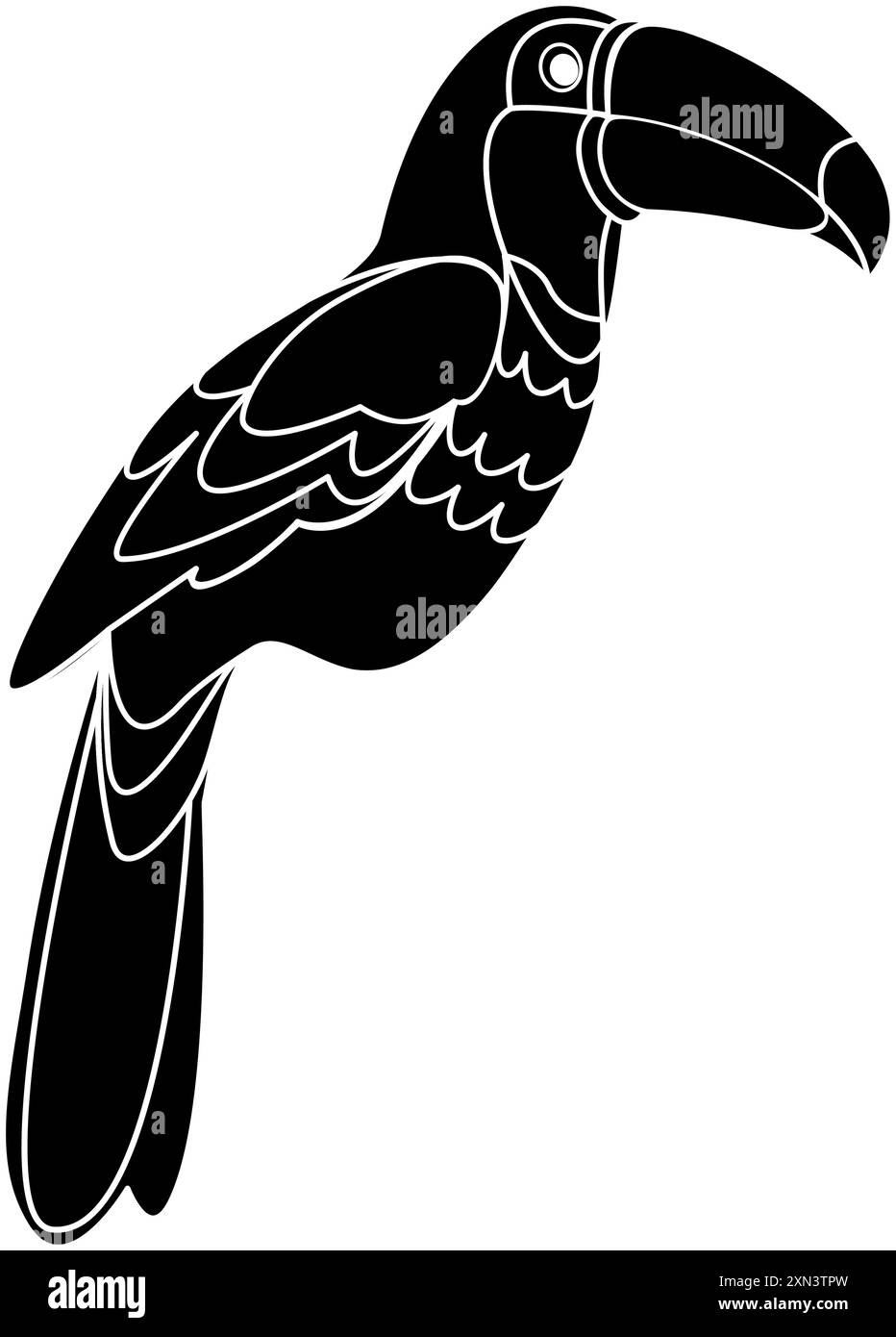 Uccello tropicale di Toucan nell'illustrazione vettoriale stile doodle Illustrazione Vettoriale