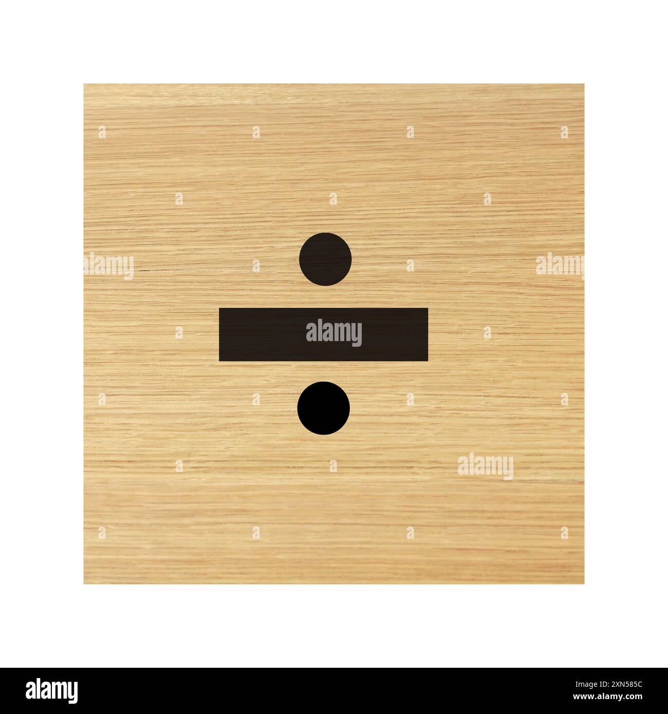 Dividere il blocco di legno del cartello sul bianco con il percorso di ritaglio Foto Stock