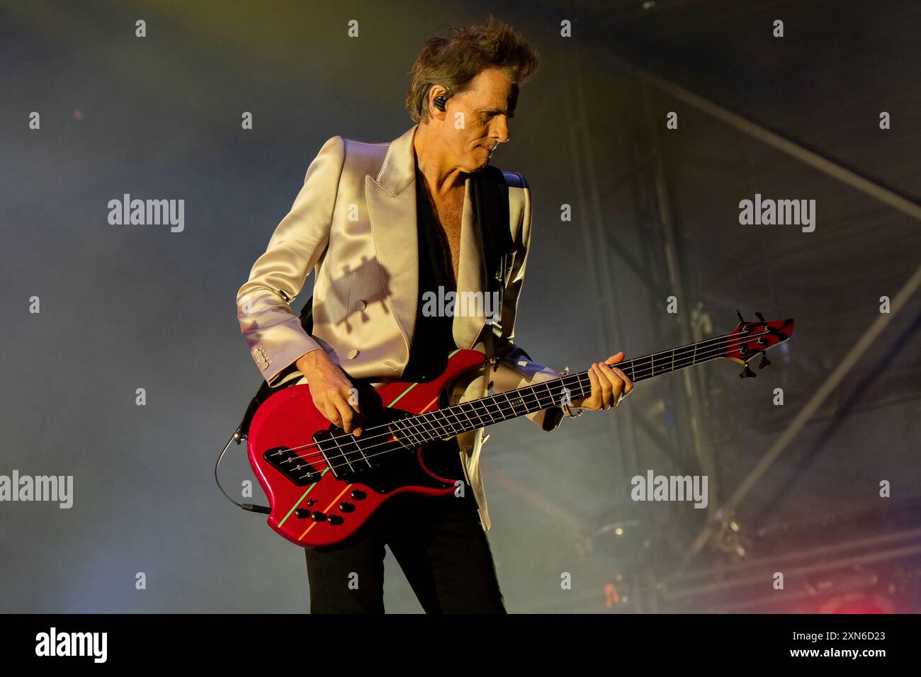 REGNO UNITO. 28 luglio 2024. John Taylor con la band Duran Duran dal vivo sul palco del Latitude Festival. Il Latitude Festival torna a Henham Park, Suffolk. Musica dal vivo dal festival inclusa sul palco principale / Obelisk Arena tra cui Lottery Winners, The Darkness, Rag N Bone Man, Nile Rogers e Chic e Duran Duran. Dal vivo al secondo stadio David Duchovny suona dal vivo con la sua band. (Foto di Bonnie Britain/SOPA Images/Sipa USA) credito: SIPA USA/Alamy Live News Foto Stock