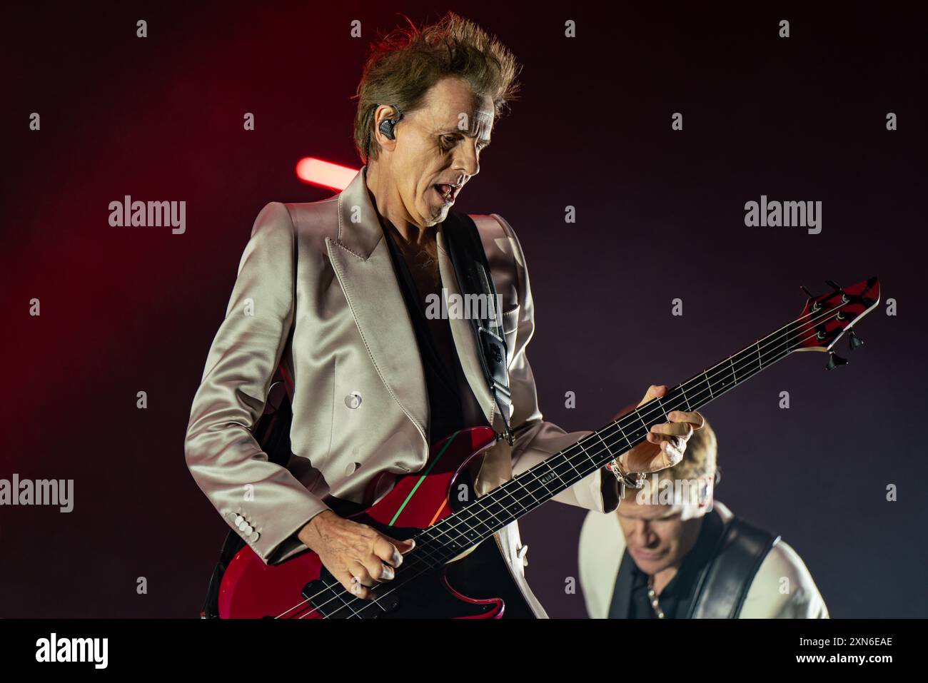 REGNO UNITO. 28 luglio 2024. John Taylor con la band Duran Duran dal vivo sul palco del Latitude Festival. Il Latitude Festival torna a Henham Park, Suffolk. Musica dal vivo dal festival inclusa sul palco principale / Obelisk Arena tra cui Lottery Winners, The Darkness, Rag N Bone Man, Nile Rogers e Chic e Duran Duran. Dal vivo al secondo stadio David Duchovny suona dal vivo con la sua band. Credito: SOPA Images Limited/Alamy Live News Foto Stock