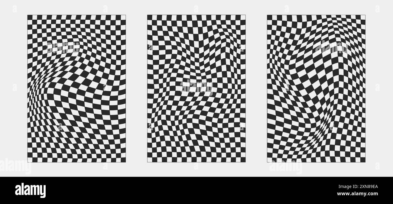 Wireframe astratti, elementi cyberpunk e griglie e sfere nere prospettiche. Set futuristico dal design geometrico surreale. Forme y2k psichedeliche. Rave Illustrazione Vettoriale