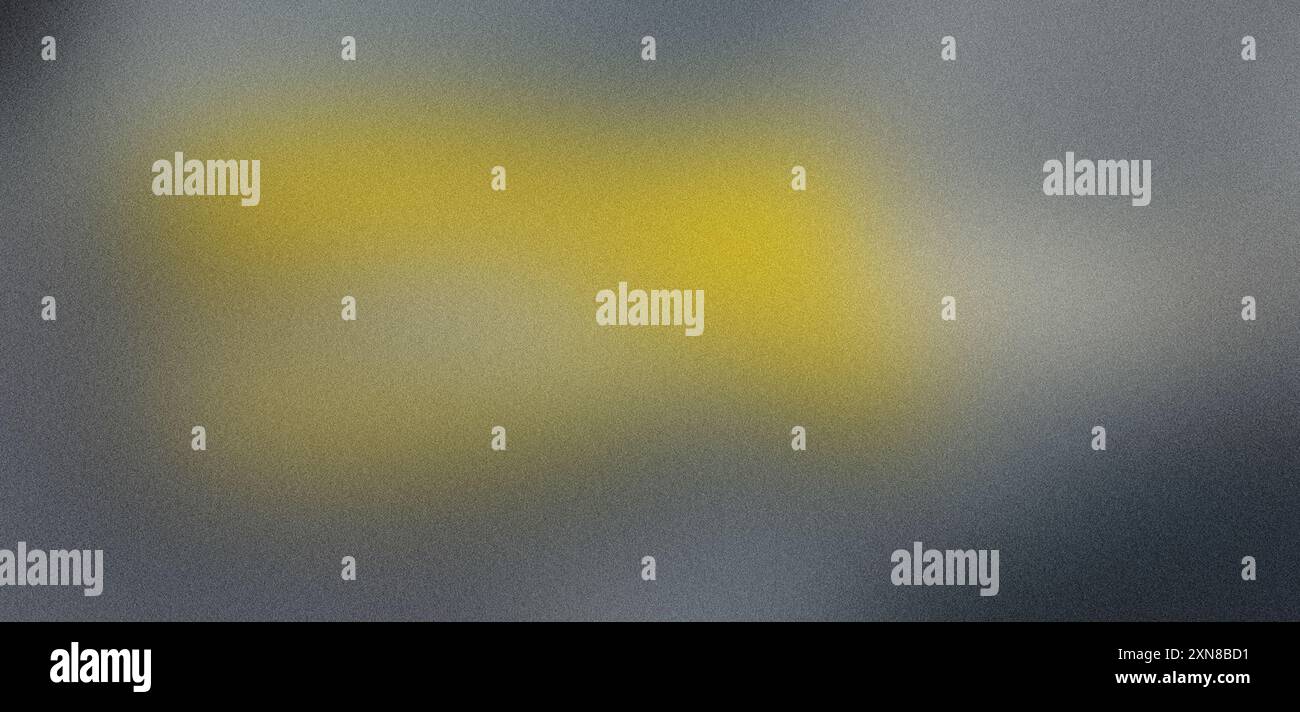 Sfondo astratto con una trama granulosa e una macchia gialla che sbiadisce su sfondo grigio Foto Stock