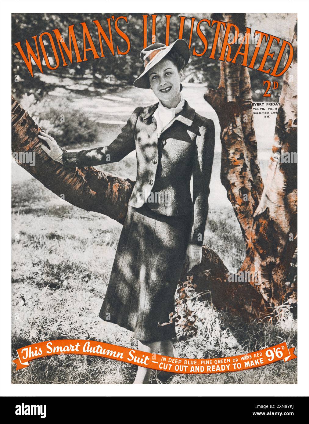 Copertina di una rivista d'epoca illustrata da donna, datata 23 settembre 1939, subito dopo l'inizio della seconda guerra mondiale. Foto Stock