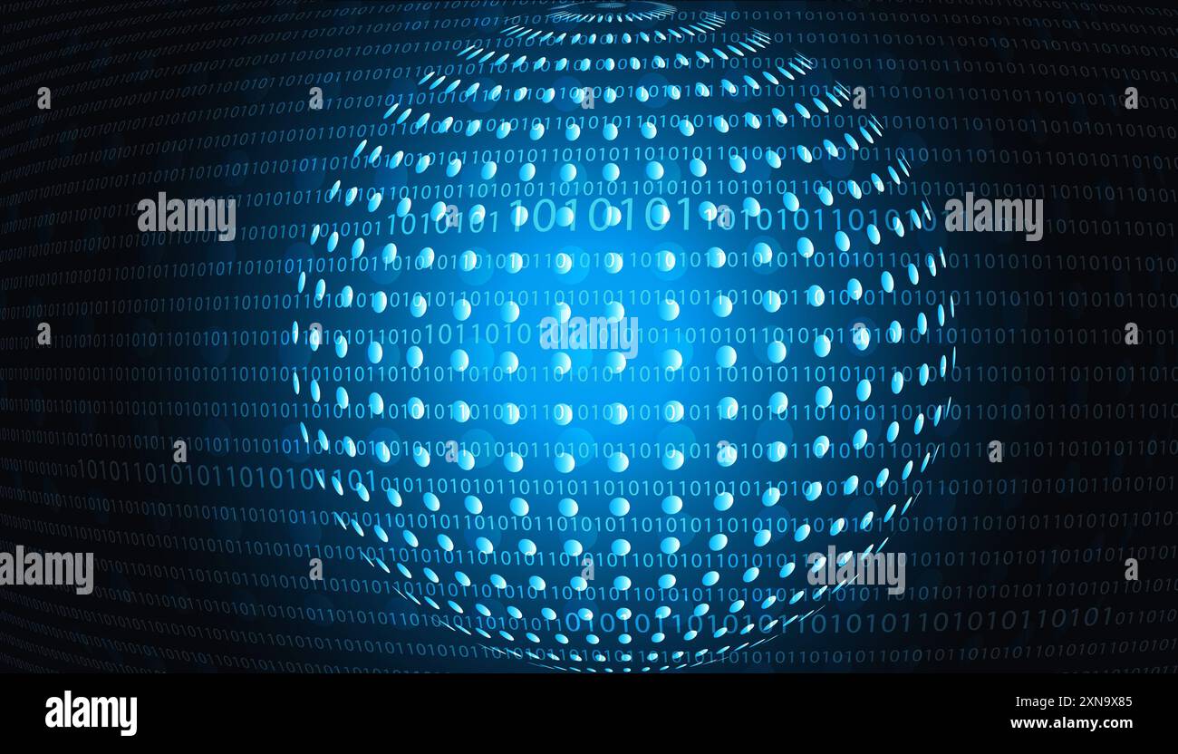 Sfondo binario astratto. Internet. illustrazione 3d. Foto Stock
