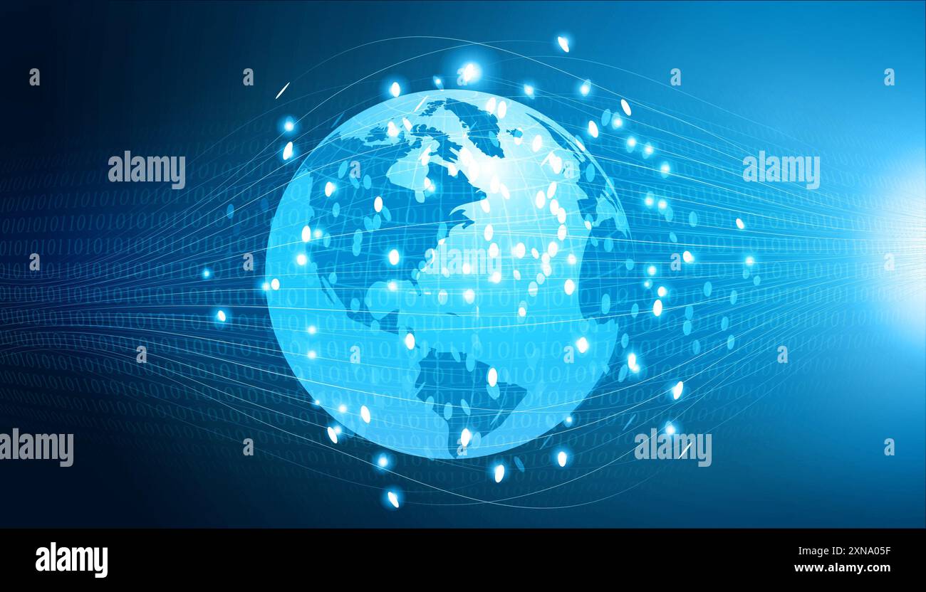 World in Fiber Optics Abstract background. Illustrazione digitale Foto Stock