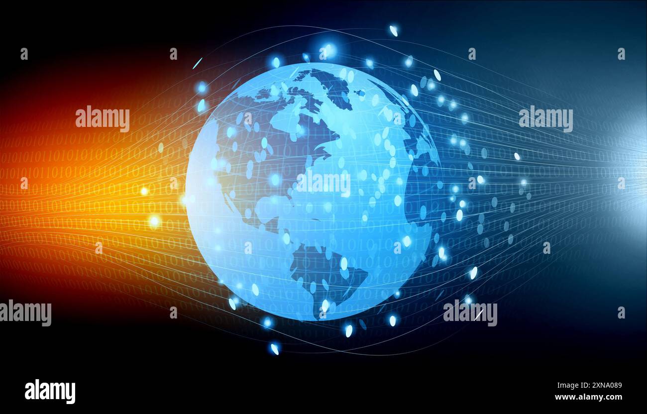 World in Fiber Optics Abstract background. Illustrazione digitale Foto Stock