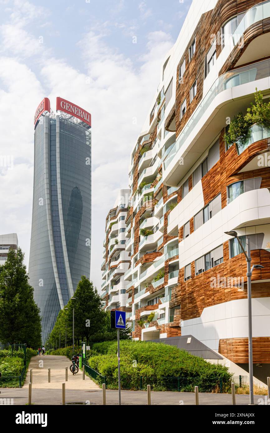 Complesso condominiale residenziale Hadid Residences costruito su progetto CityLife a Milano, Italia Foto Stock