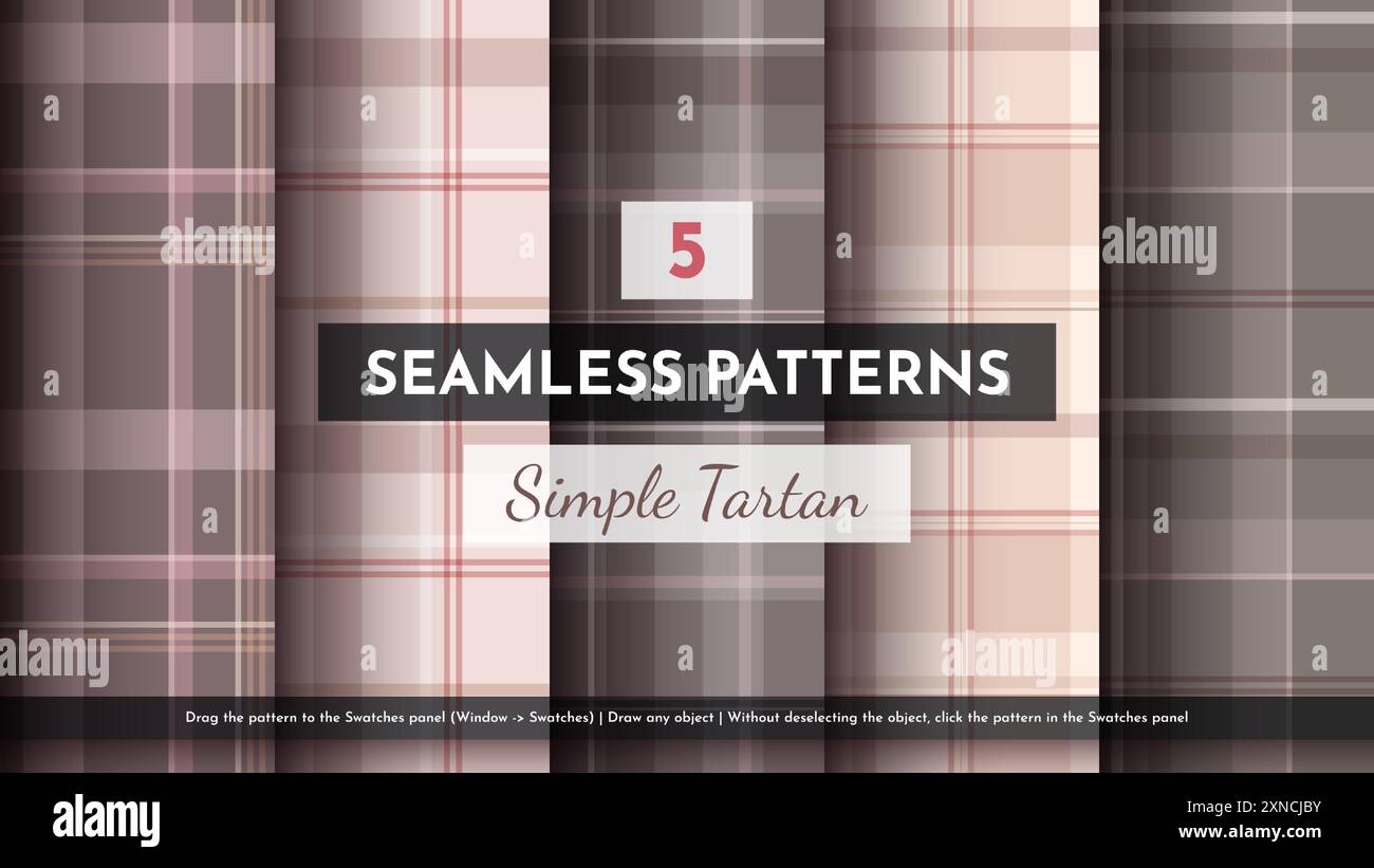 10 semplici motivi tartan senza cuciture Illustrazione Vettoriale