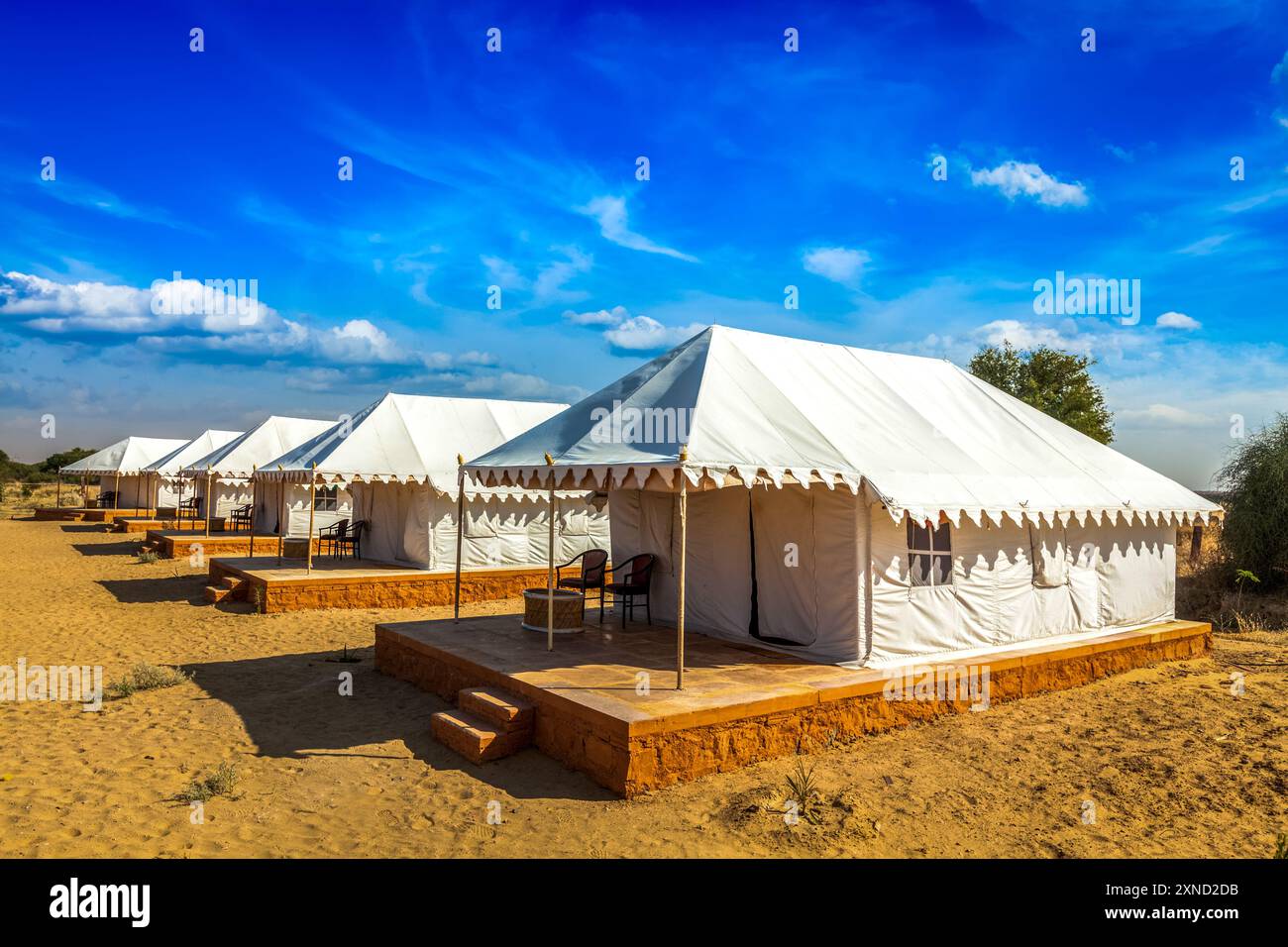 Campo in tenda nel deserto di Thar. Jaisalmer, Rajasthan, India. Foto Stock