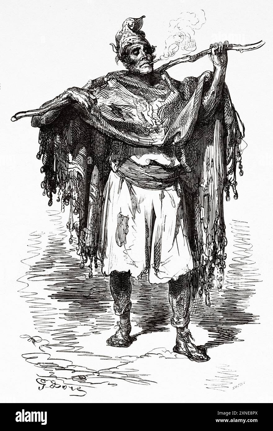 Contadino valenciano, Comunidad Valenciana. Viaggio in Spagna, 1862 di Jean Charles Davillier (1823-1883) disegno di Gustave Dore (1832-1883) le Tour du Monde 1862 Foto Stock