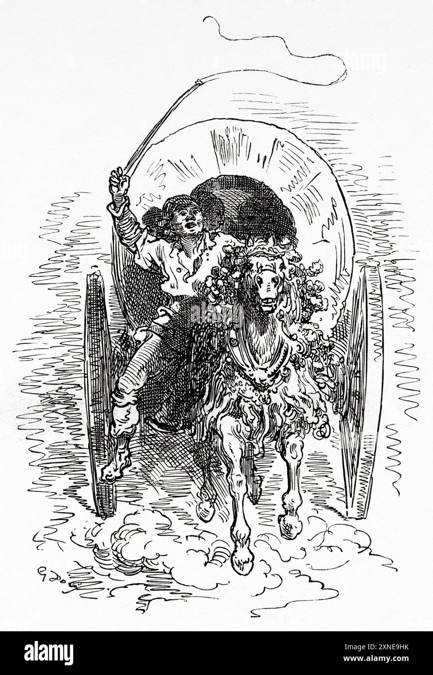 Carro trainato da cavalli, Comunidad Valenciana. Viaggio in Spagna, 1862 di Jean Charles Davillier (1823-1883) disegno di Gustave Dore (1832-1883) le Tour du Monde 1862 Foto Stock