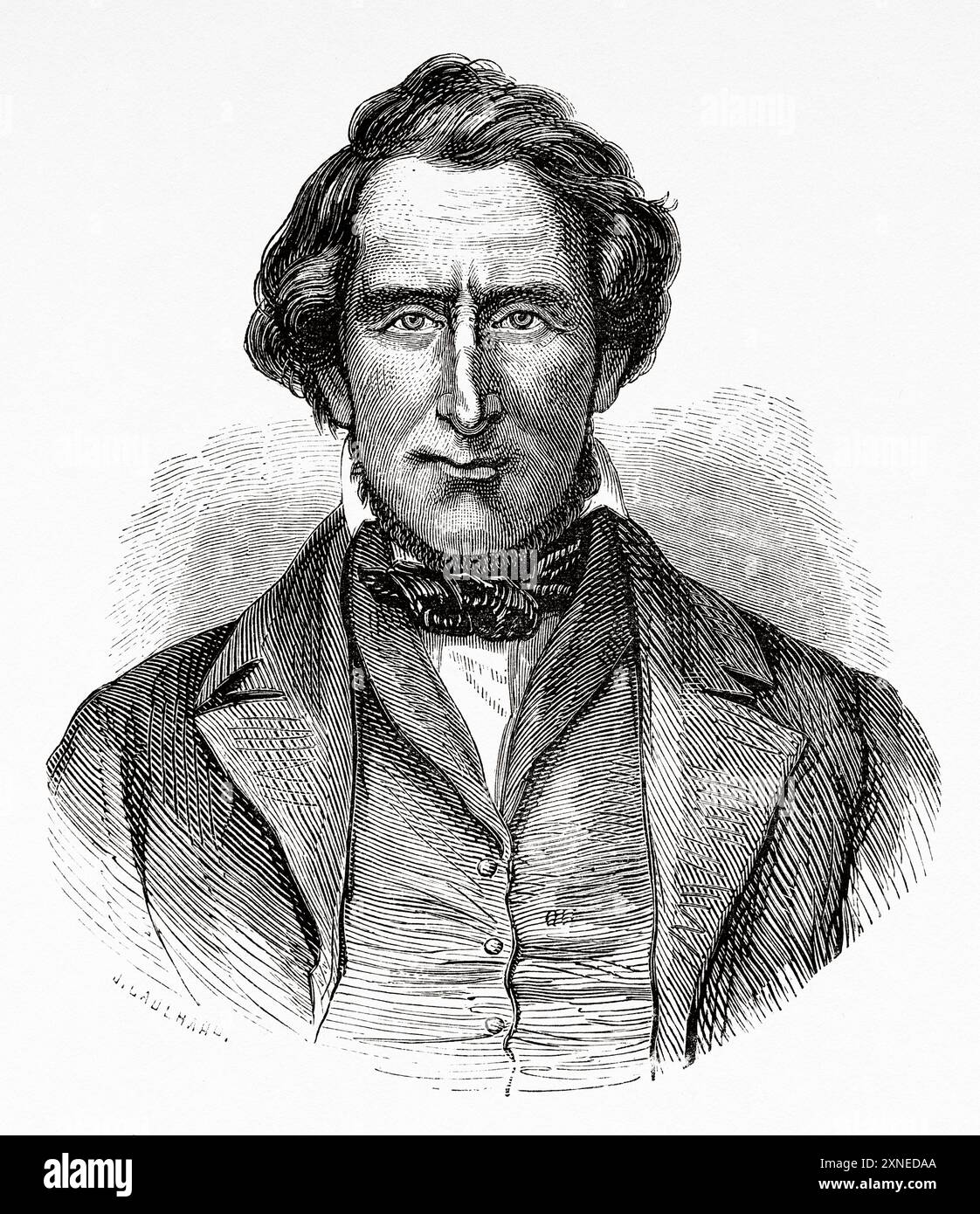 Ritratto del patriarca mormone Jedediah Morgan Grant (1816-1856) fu un leader e un apostolo della Chiesa di Gesù Cristo dei Santi degli ultimi giorni. Fu membro del primo Consiglio dei Settanta dal 1845 al 1854 e prestò servizio nella prima presidenza sotto il presidente della chiesa Brigham Young dal 1854 al 1856. Stati Uniti d'America, disegno di Francois Fortune Ferogio (1805-1888) viaggio alla città dei Santi, 1860. Capitale del paese dei mormoni di Richard Francis Burton (1821-1890) le Tour du Monde 1862 Foto Stock
