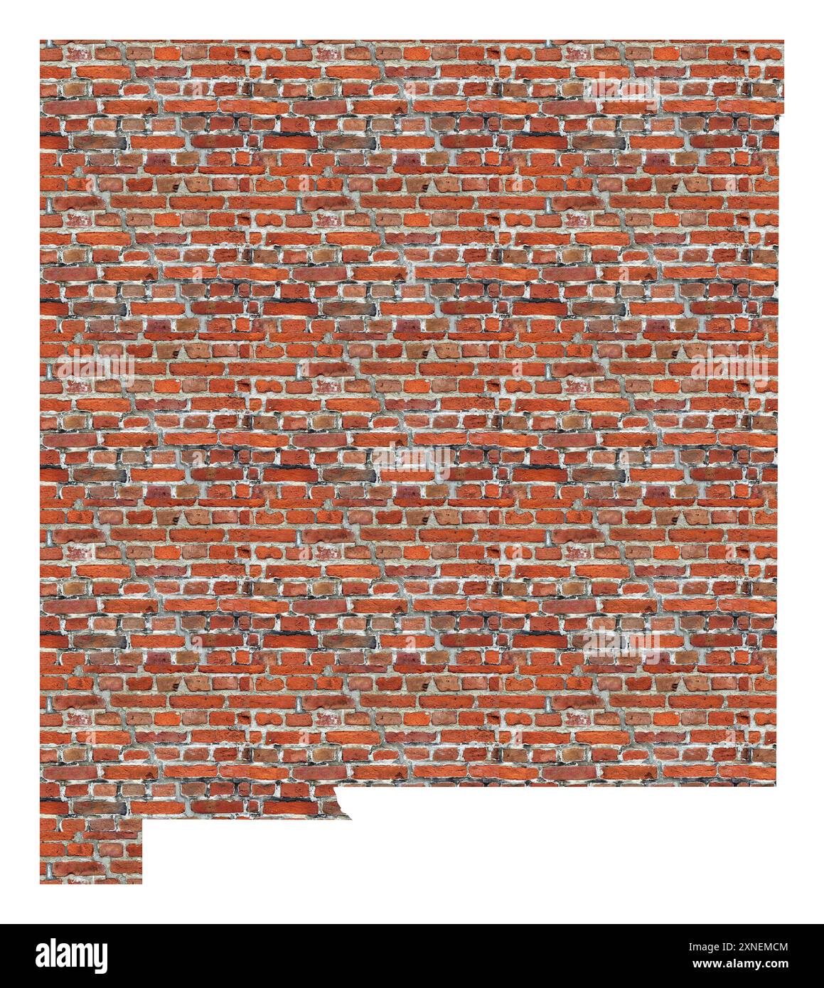 Mappa dei simboli dello Stato del nuovo Messico (Stati Uniti d'America) che mostra lo stato come un muro di mattoni Foto Stock