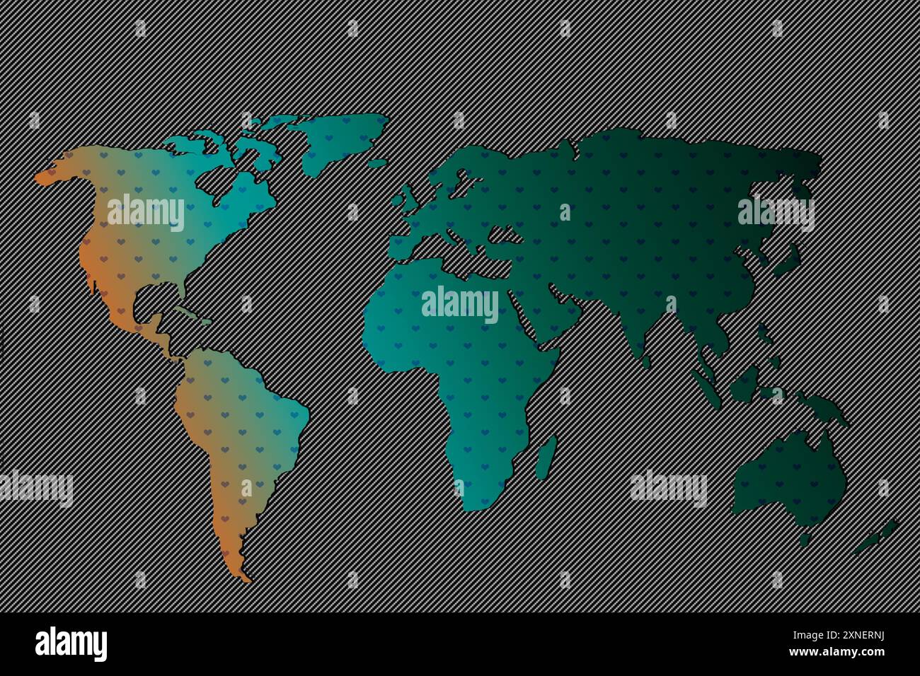 Disegno della mappa del mondo. Terra con continenti. Mappa dell'europa e dell'america, dell'Asia e dell'Australia. Modello di mappa Flat Earth per il modello di sito Web, report manuale, Foto Stock