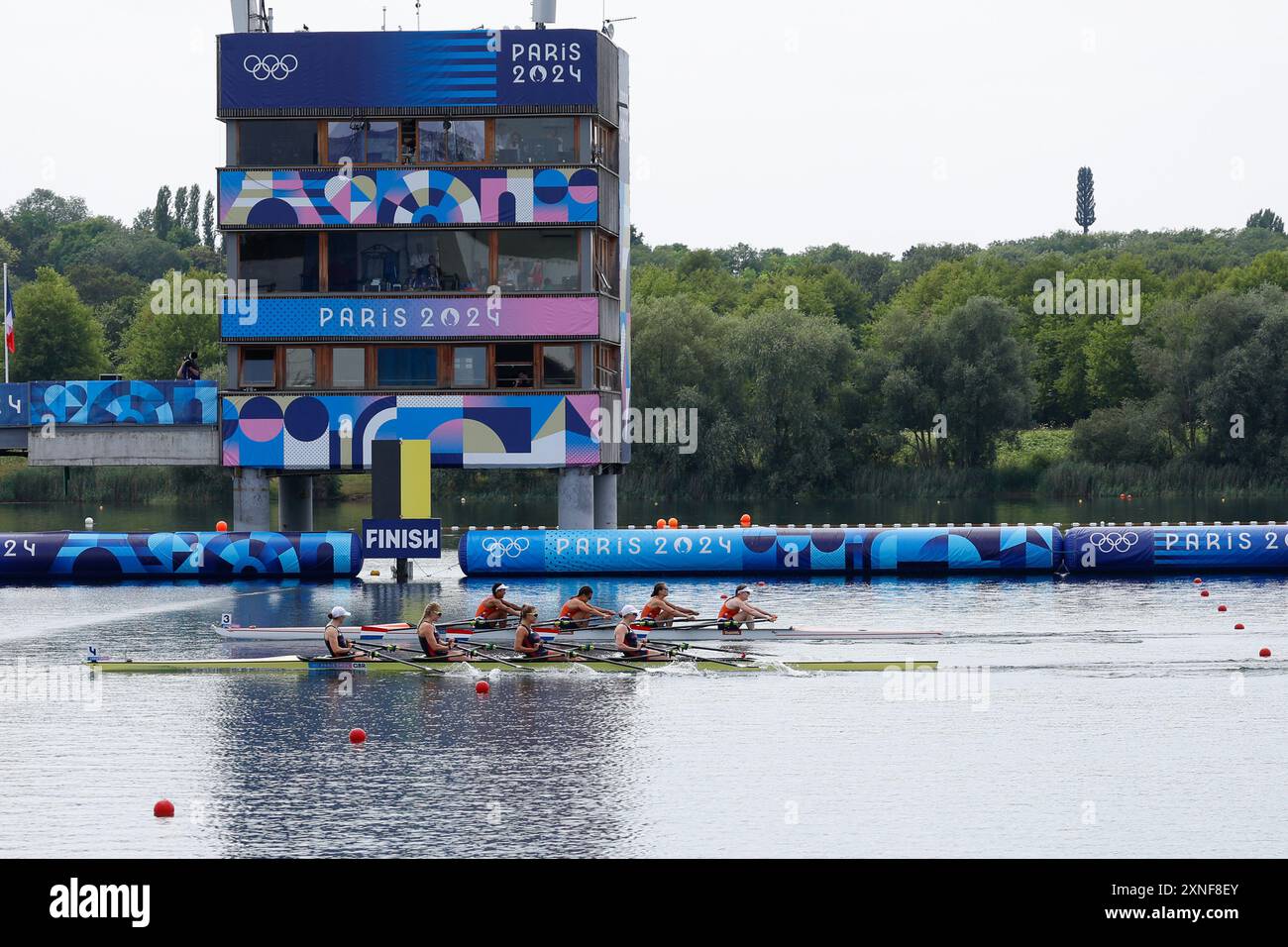 HENRY Lauren di Gran Bretagna, SCOTT Hanna di Gran Bretagna, ANDERSON Lolaof di Gran Bretagna, BRAYSHAW Georgina di Gran Bretagna, canottaggio delle Sculle Quadruple femminili durante i Giochi Olimpici di Parigi 2024 il 31 luglio 2024 allo stadio nautico Vaires-sur-Marne di Vaires-sur-Marne, Francia - foto Gregory Lenormand/DPPI Media/Panoramic Credit: DPPI Media/Alamy Live News Foto Stock