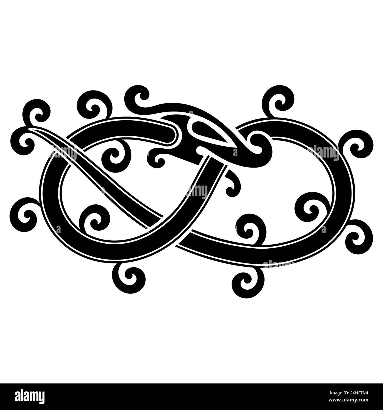 Vecchio design norreno. Drago in antico stile scandinavo Illustrazione Vettoriale