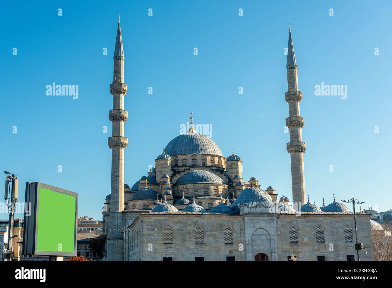 Vista della nuova Moschea di Istanbul, Turchia. Foto Stock