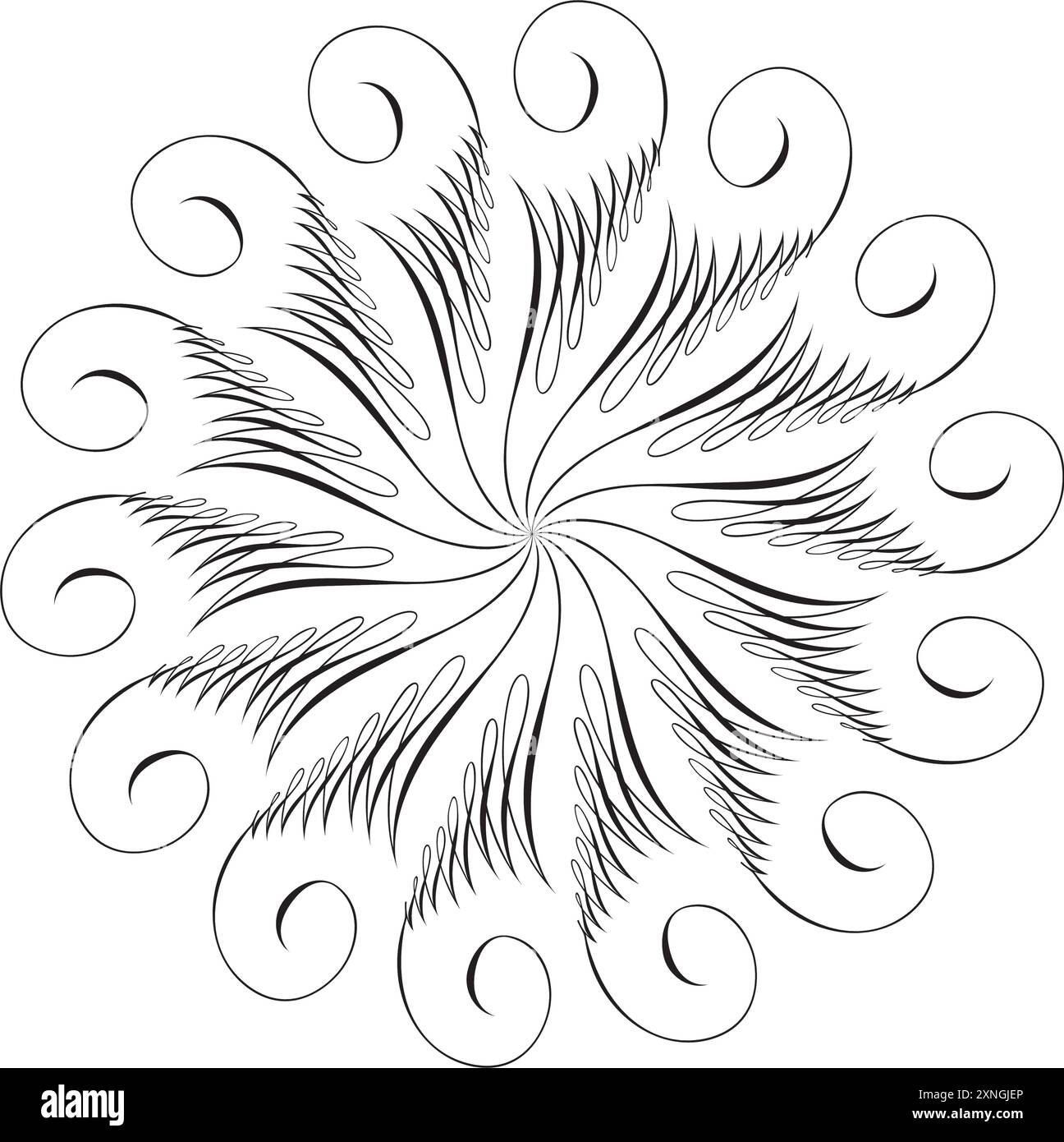 Stella in stile decorativo. Ornamento rotondo. Stile calligrafico. Illustrazione vettoriale Illustrazione Vettoriale