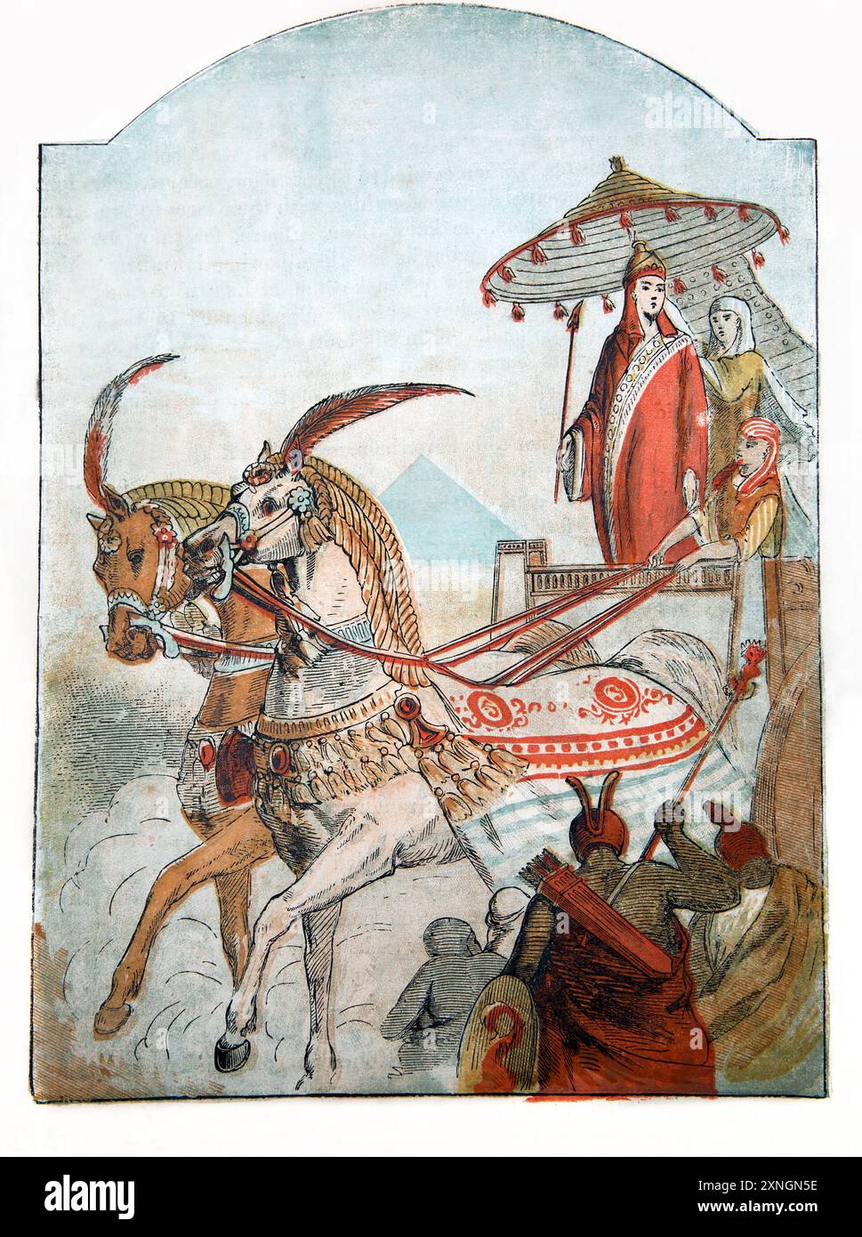 Illustrazione di Giuseppe nominato Governatore della Terra d'Egitto dalla storia di Giuseppe un libro del XIX secolo indistruttibile e lavabile in olio Colou Foto Stock