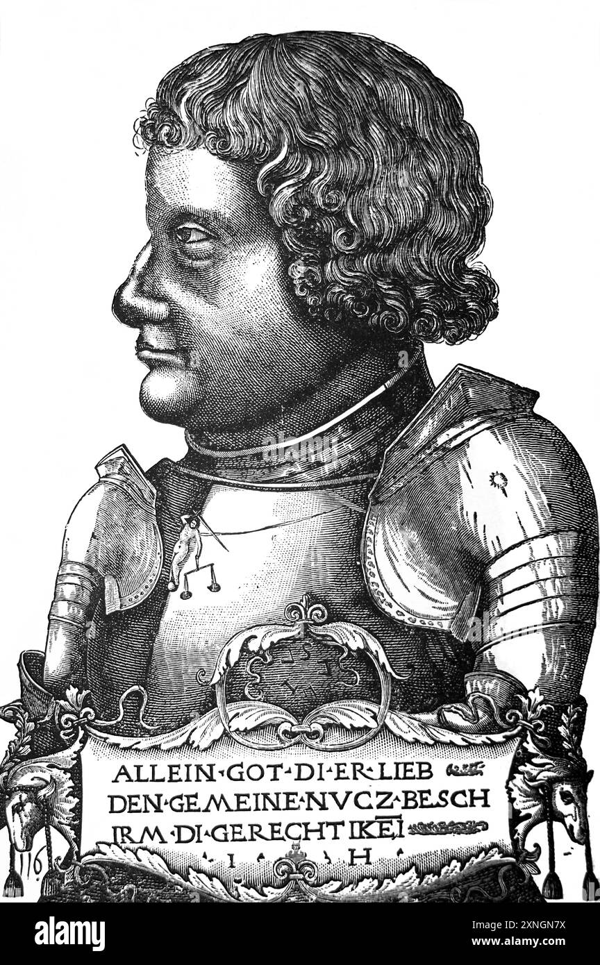 Francis Von Sickingen (1481-1523) da un'incisione antica Franz Von Sickengen fu un Cavaliere del Sacro romano Impero e guidò la Guerra dei Cavalieri nel 1522. Lui Foto Stock