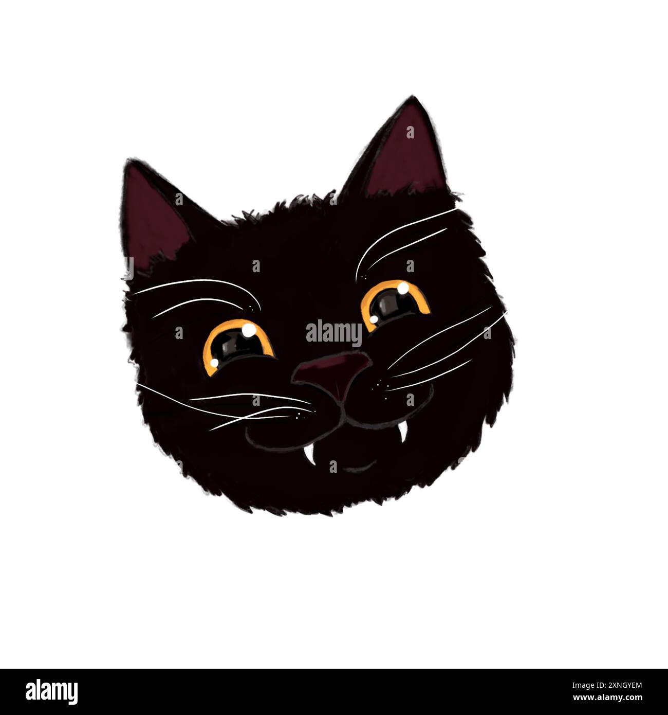 Gatto sorridente nero. Illustrazione in stile semplice Foto Stock