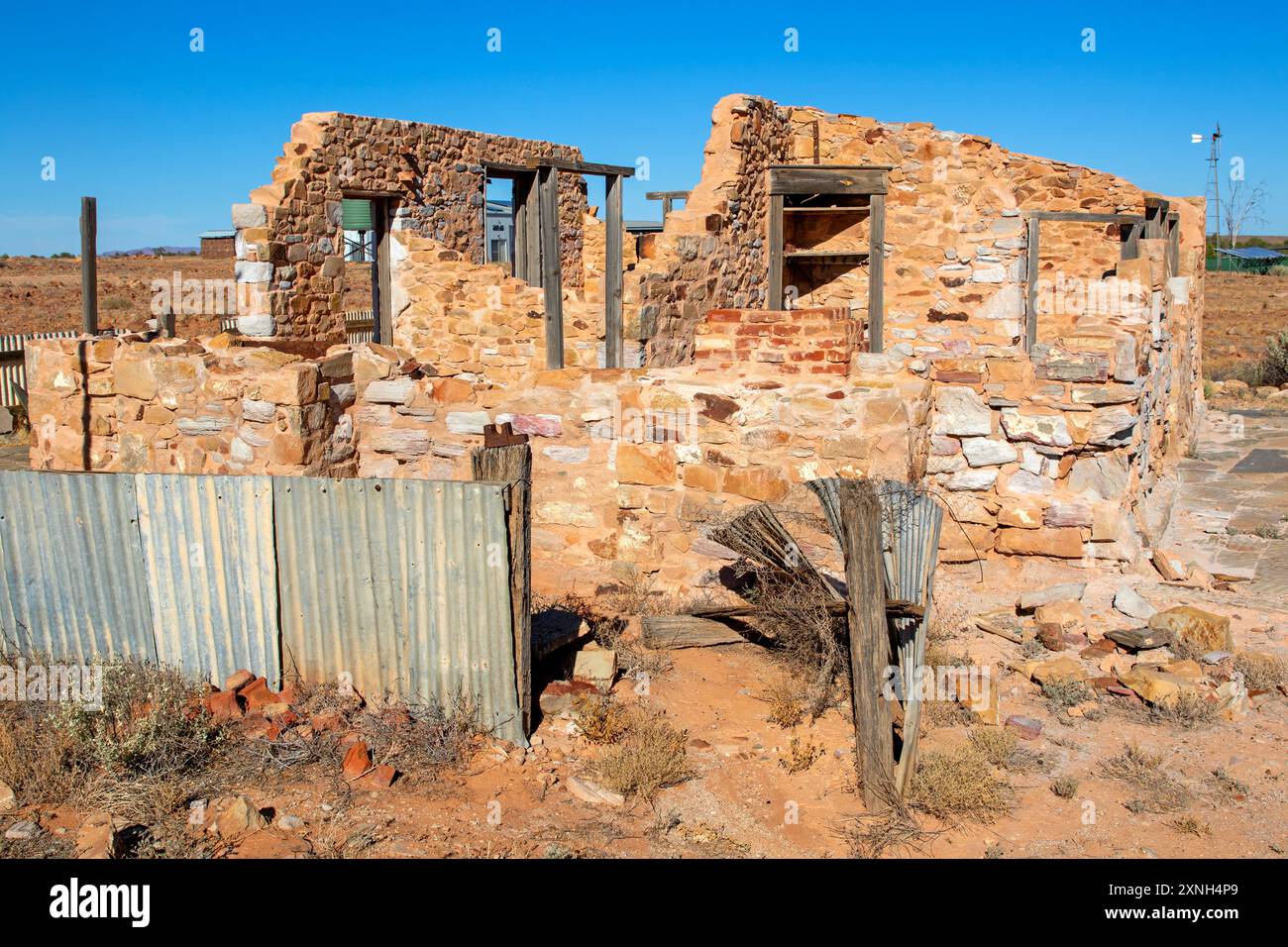 Le rovine della casa di Robert Moffat nella città fantasma di Farina Foto Stock